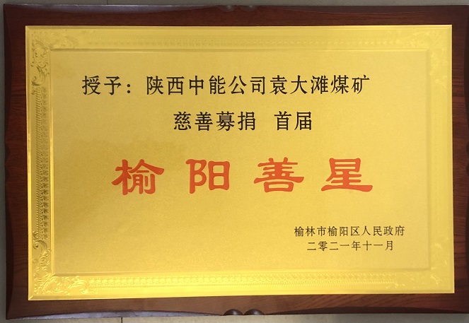 2021年11月授予陕西百乐博公司袁大滩煤矿慈善募捐首届榆阳善星.jpg